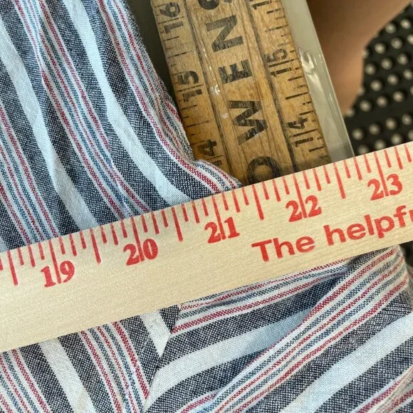 Cloth Stone Shirt Size Medium Striped Raw Hem Button Up Linen Blend Long Sleeve - Picture 5 of 7